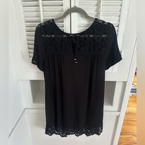 Black Lace Trim BabyDoll Dress